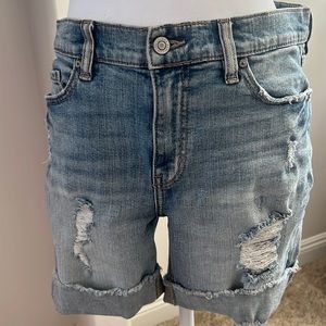 High rise denim shorts
